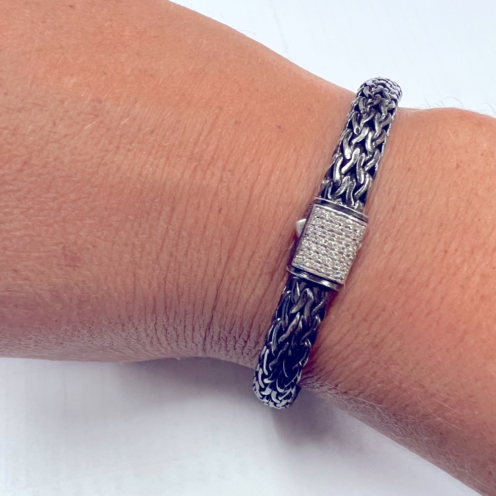 John Hardy pave diamond bracelet, classic chain, 0.24ct